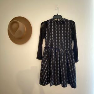Long sleeve mixed material dress
